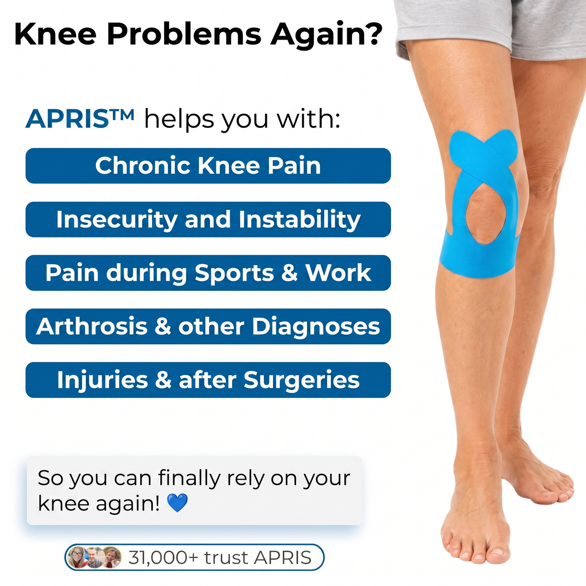 Apris Knee Support - Pre-Cut Kinesiology Tape